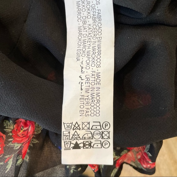 Zara Rose Print Ruched and Ruffled Mini Dress size Small - Picture 11 of 12